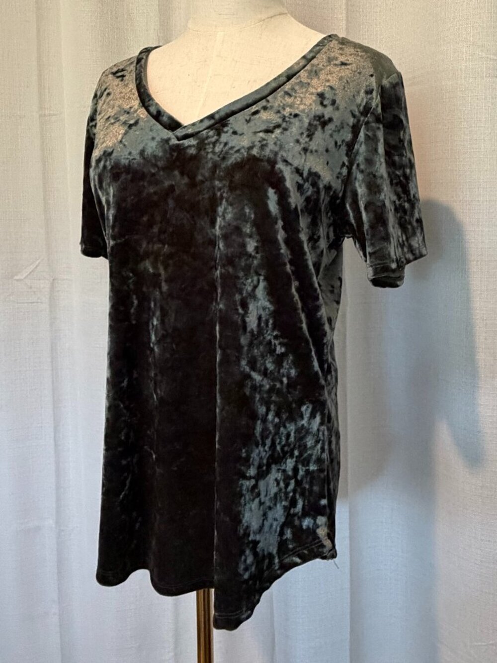 Z Supply Coquette Emerald Green Crushed Velvet Top M